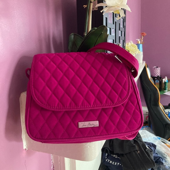 VERA BRADLEY Flap Crossbody Satchel Tote Magenta - Picture 5 of 8